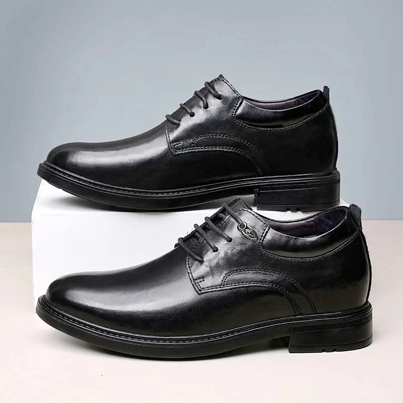 Business Wedding Men Leather Shoes British Formal Elevator Height Increase Insole 6CM Lift Dress Daily Plus Size 35-47 Nous Moda Masculina black 47
