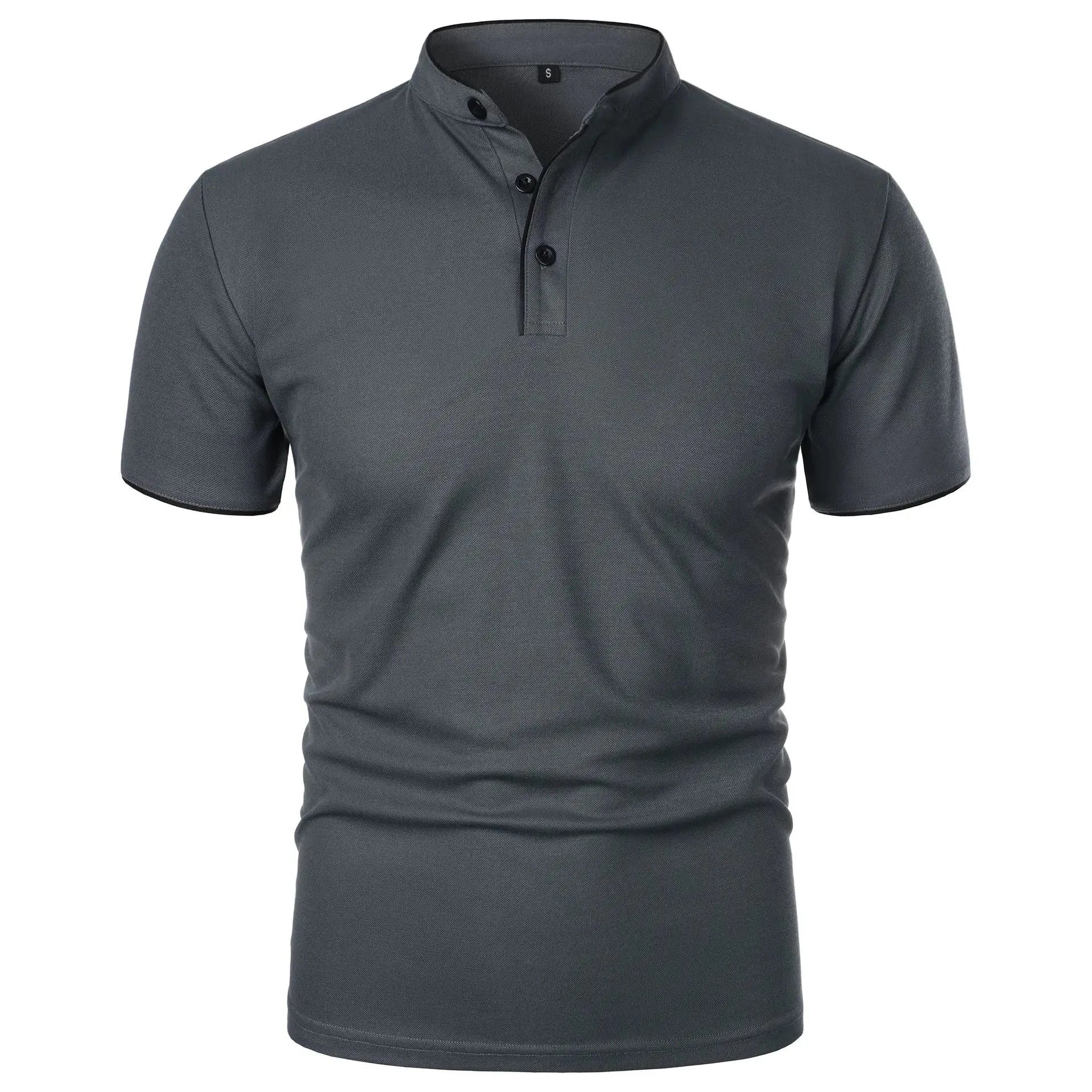 Camisa Casual Polo Basic Italy Camisa Casual Polo Basic Italy Nous Moda Masculina Cinza Escuro M