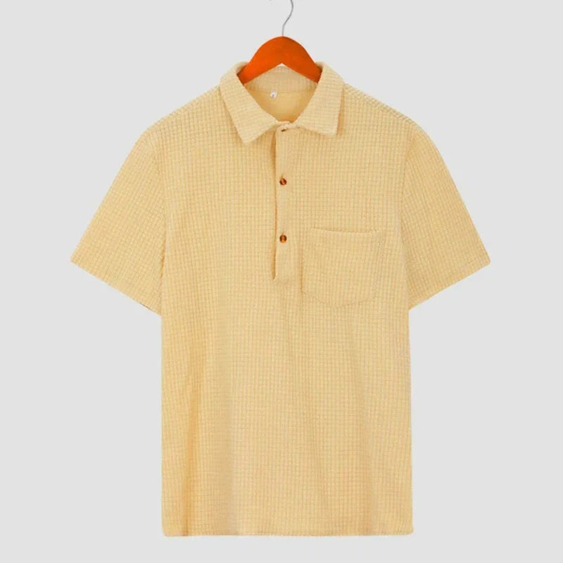 Camisa Casual Retrô Streetwear Camisa Casual Retrô Streetwear Nous Moda Masculina Amarela M