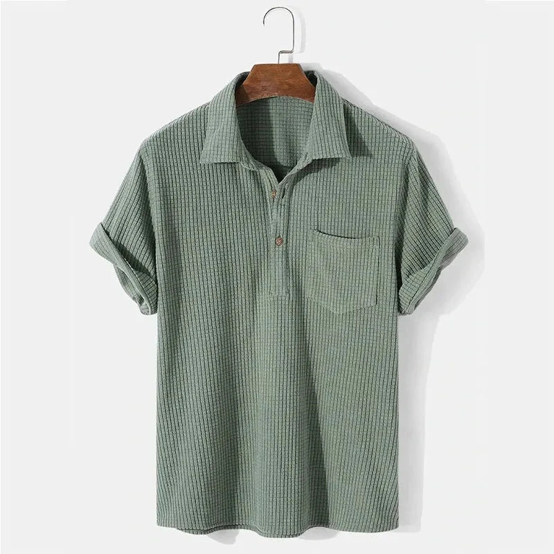 Camisa Casual Retrô Streetwear Camisa Casual Retrô Streetwear Nous Moda Masculina Verde M