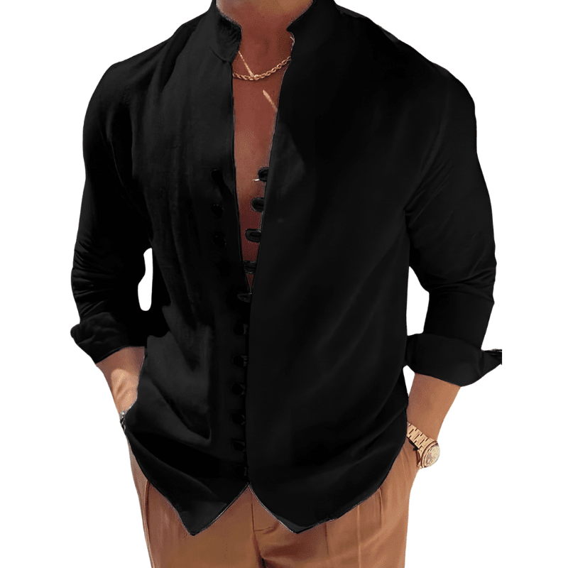 Camisa de Linho Luxury Spring Camisa de Linho Luxury Spring Nous Moda Masculina Preta M
