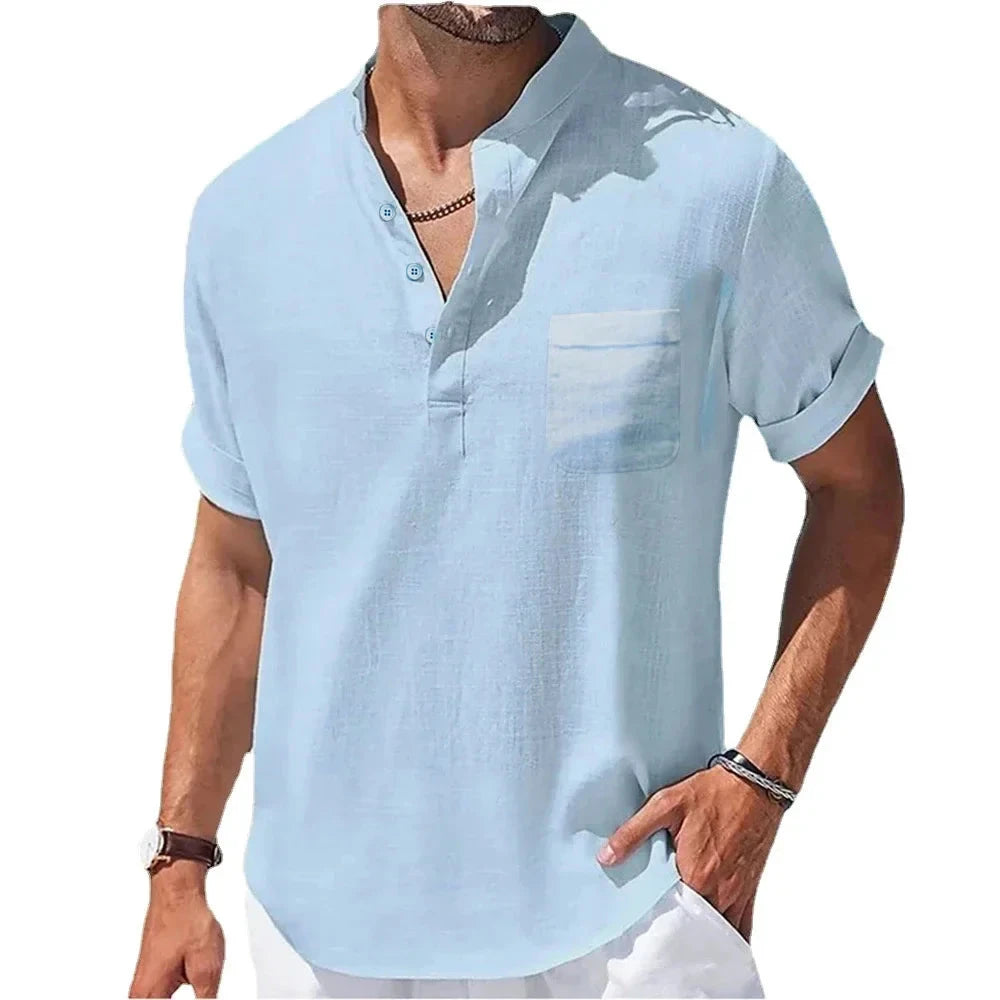 Camisa de Linho Maragogi Camisa de Linho Maragogi Nous Moda Masculina Azul Claro M