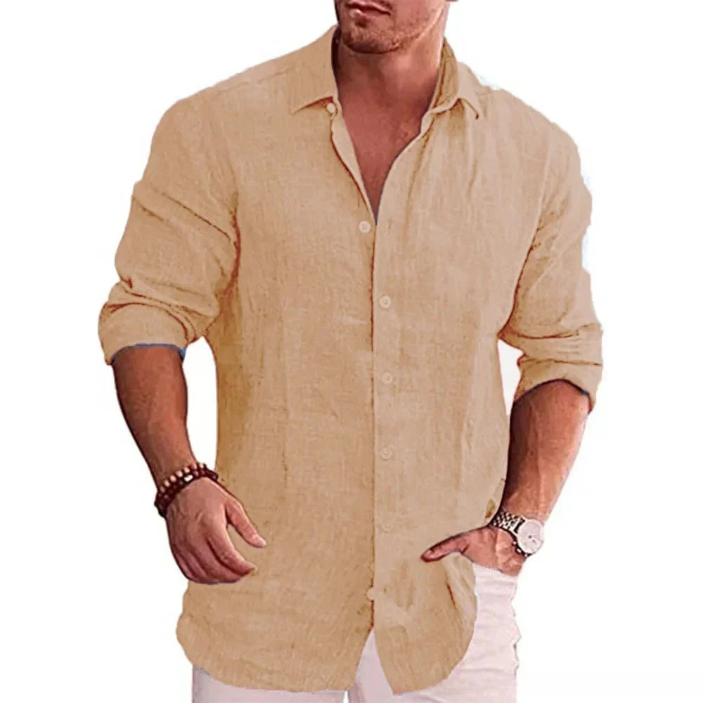 Camisa de Linho Maresias Camisa de Linho Maresias Nous Moda Masculina Caqui G