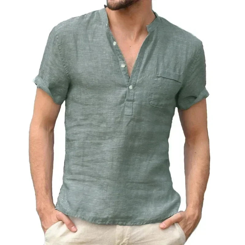 Camisa de Linho Marseille Camisa de Linho Marseille Nous Moda Masculina Verde P