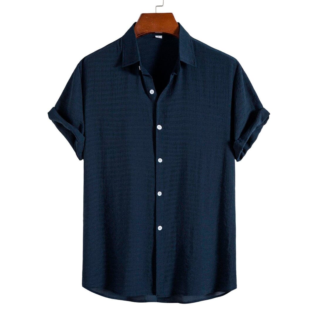 Camisa Manga Curta Básica Polynesia Camisa Manga Curta Básica Polynesia Nous Moda Masculina Azul Marinho M