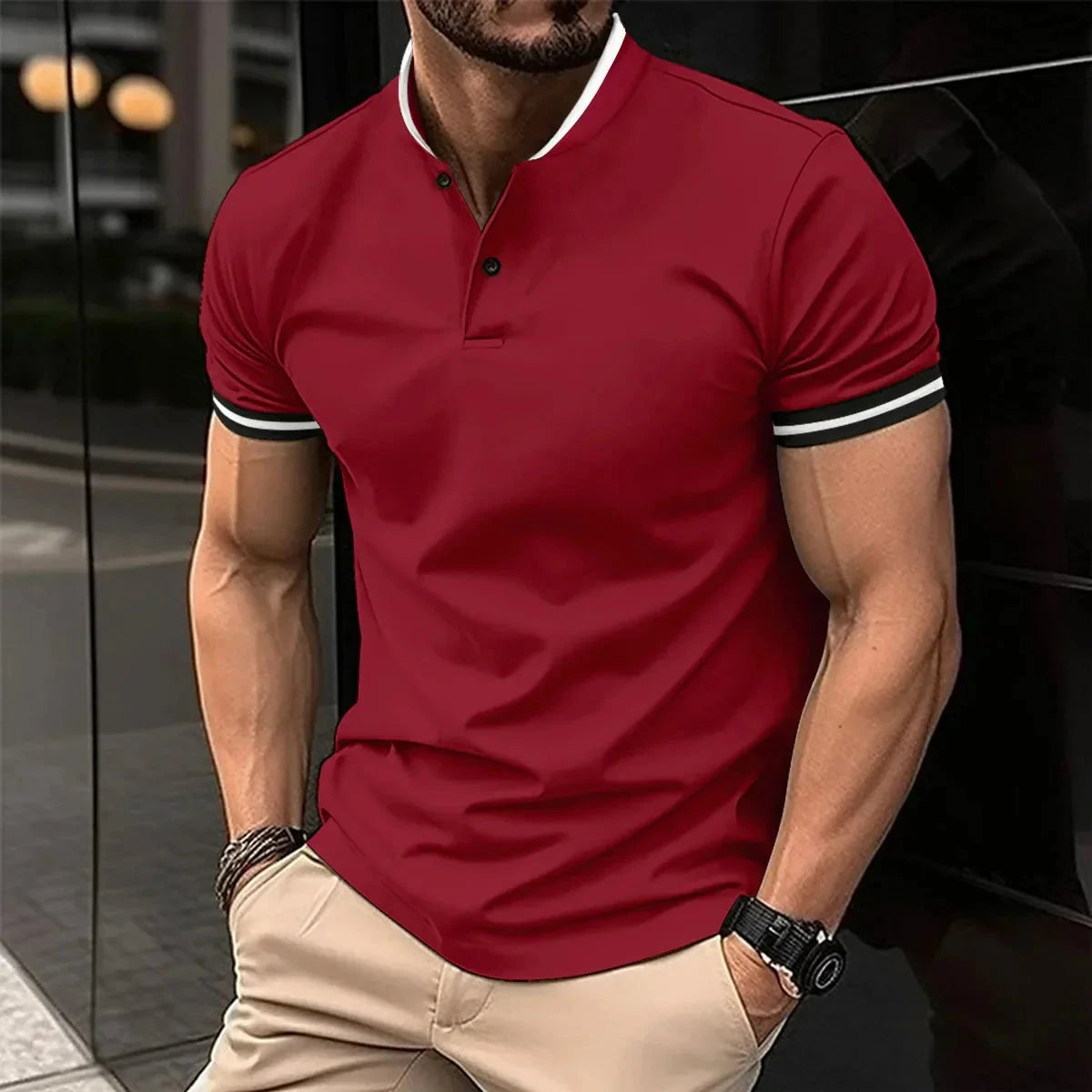 Camisa Polo Masculina Stylish Camisa Polo Masculina Stylish Nous Moda Masculina Vermelha M
