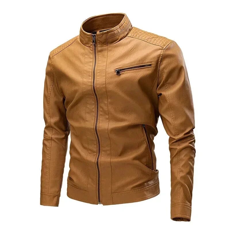 Jaqueta de Couro Leese Premium Jaquetas Nous Moda Masculina Amarelo P