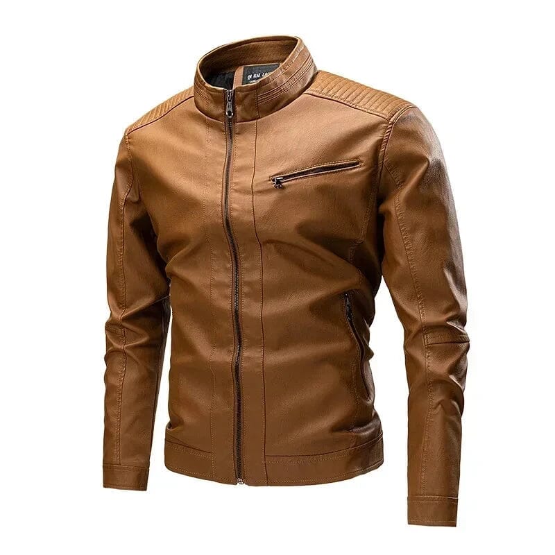 Jaqueta de Couro Leese Premium Jaquetas Nous Moda Masculina Khaki P