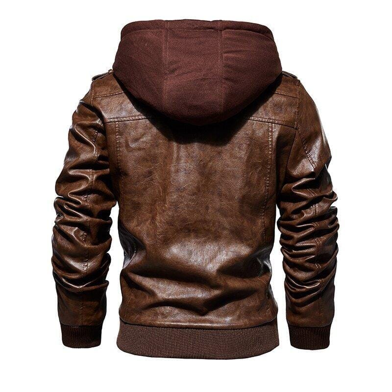 Jaqueta de Couro Masculina Premium com Capuz Removível Jaqueta de Couro Masculina Premium com Capuz Removível Nous Moda Masculina