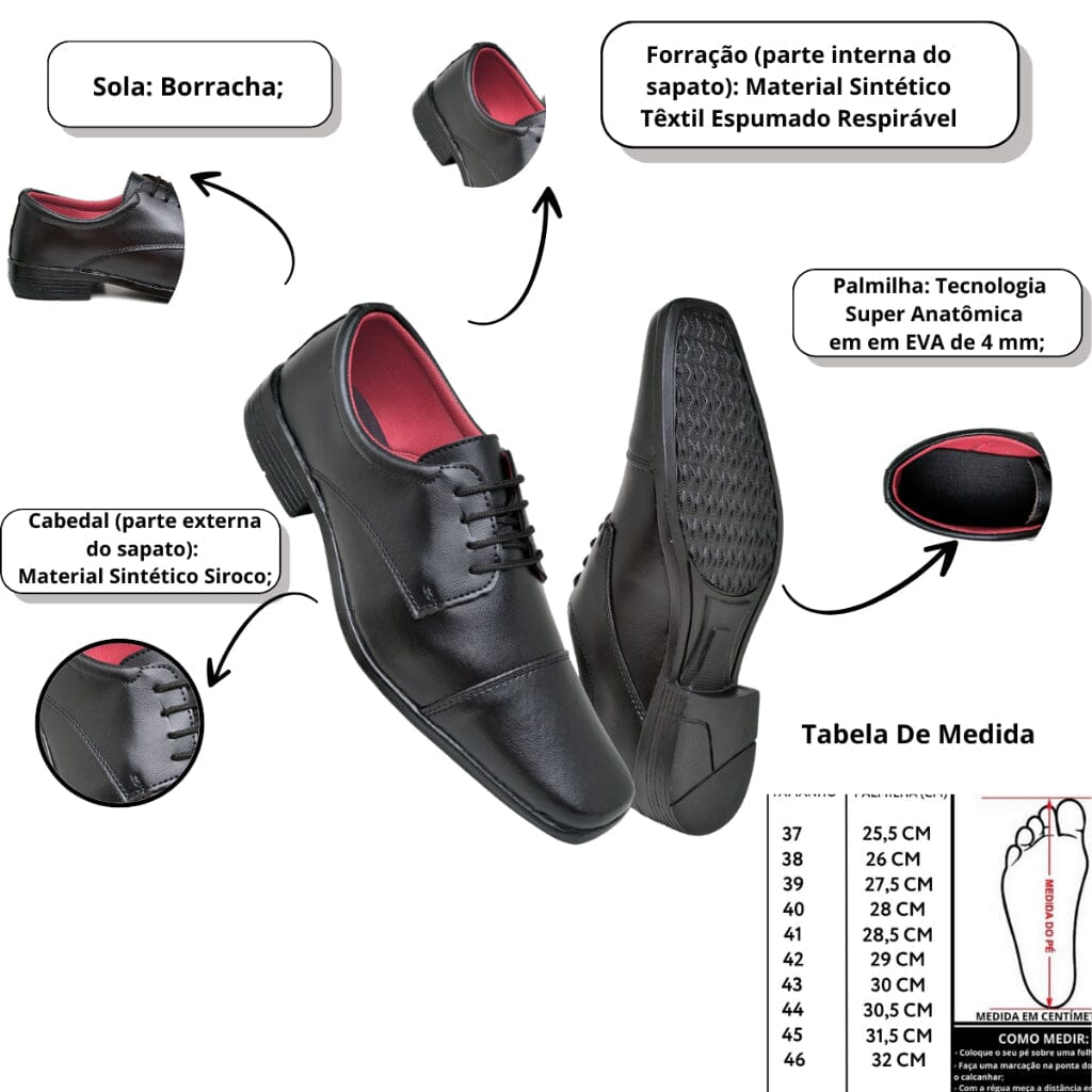 Kit Sapato Social Masculino + Cinto + Carteira Broove Kit Sapato Social Masculino + Cinto + Carteira Broove Nous Moda Masculina