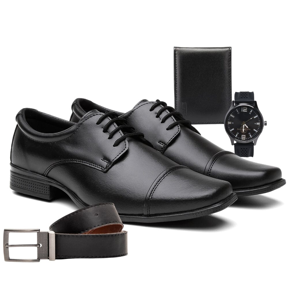 Kit Sapato Social Masculino Kratos + Relógio + Carteira + Cinto Kit Sapato Social Masculino Kratos + Relógio + Carteira + Cinto Nous Moda Masculina Preto 37