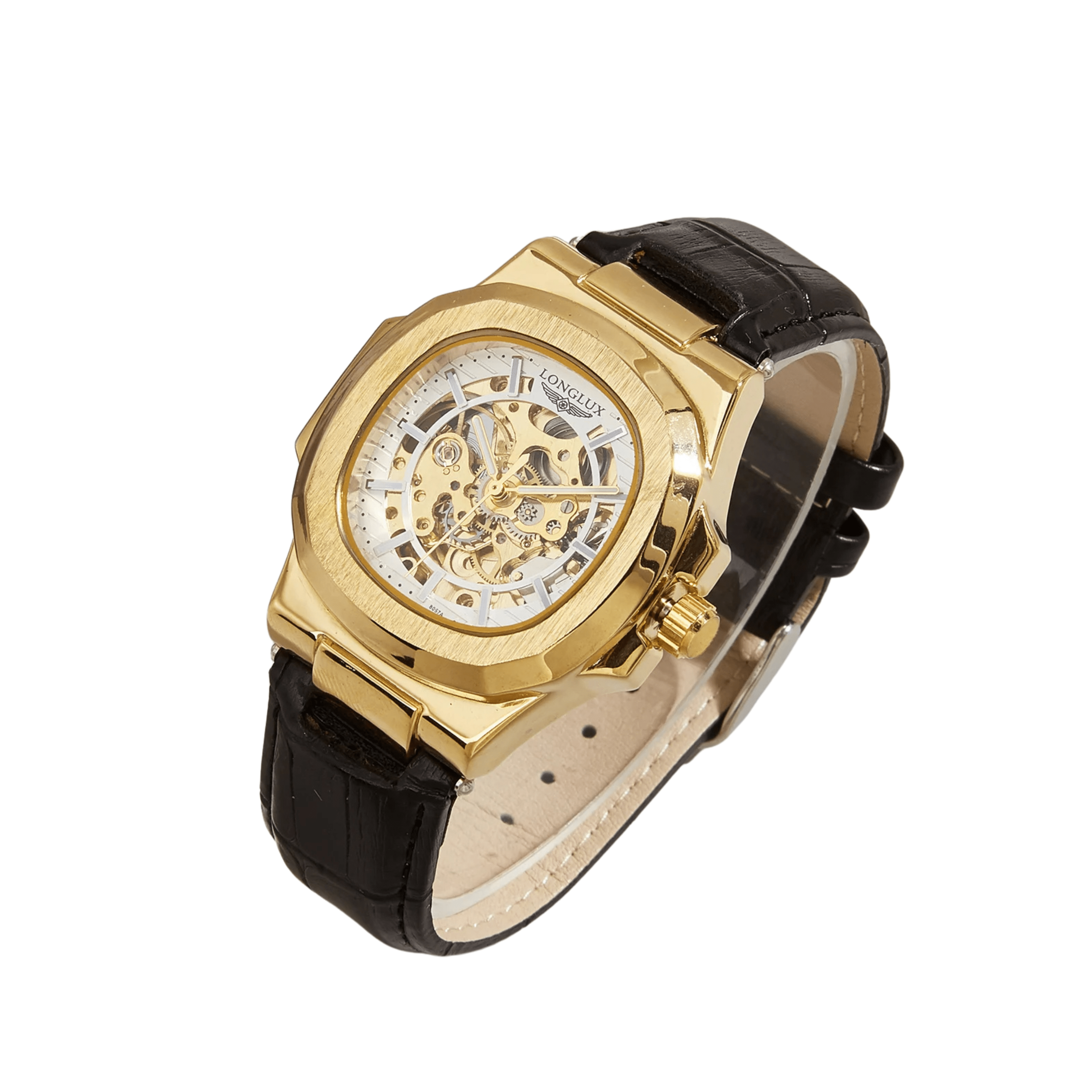 Relógio Mecanico Longer relogios Nous Moda Masculina Dourado e Branco