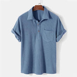 Camisa Casual Retrô Streetwear Camisa Casual Retrô Streetwear Nous Moda Masculina Azul M 