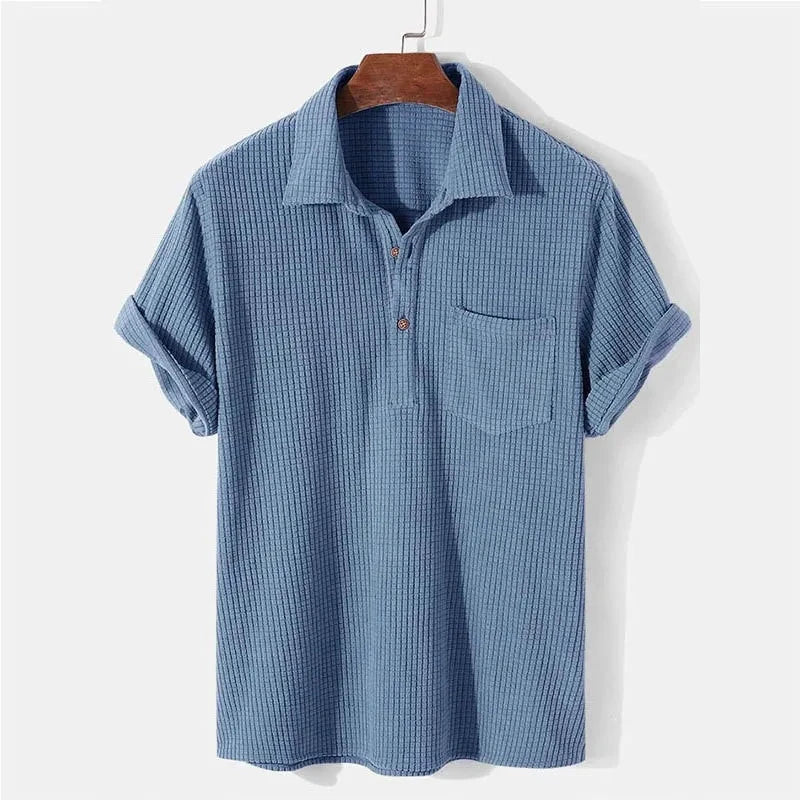 Camisa Casual Retrô Streetwear Camisa Casual Retrô Streetwear Nous Moda Masculina Azul M 