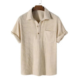 Camisa Casual Retrô Streetwear Camisa Casual Retrô Streetwear Nous Moda Masculina Bege M 