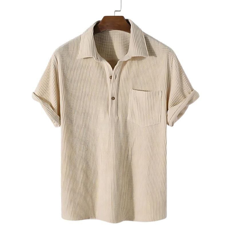 Camisa Casual Retrô Streetwear Camisa Casual Retrô Streetwear Nous Moda Masculina Bege M 