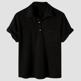 Camisa Casual Retrô Streetwear Camisa Casual Retrô Streetwear Nous Moda Masculina Preta M 