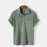Camisa Casual Retrô Streetwear Camisa Casual Retrô Streetwear Nous Moda Masculina Verde M 