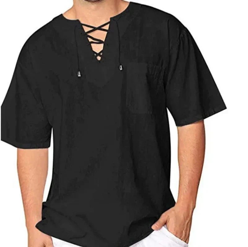 Camisa de Linho Elegancy String Camisa de Linho Elegancy String Nous Moda Masculina Preta M 