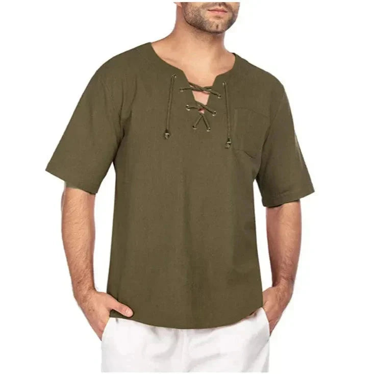 Camisa de Linho Elegancy String Camisa de Linho Elegancy String Nous Moda Masculina Verde M 
