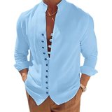 Camisa de Linho Luxury Spring Camisa de Linho Luxury Spring Nous Moda Masculina Azul M 
