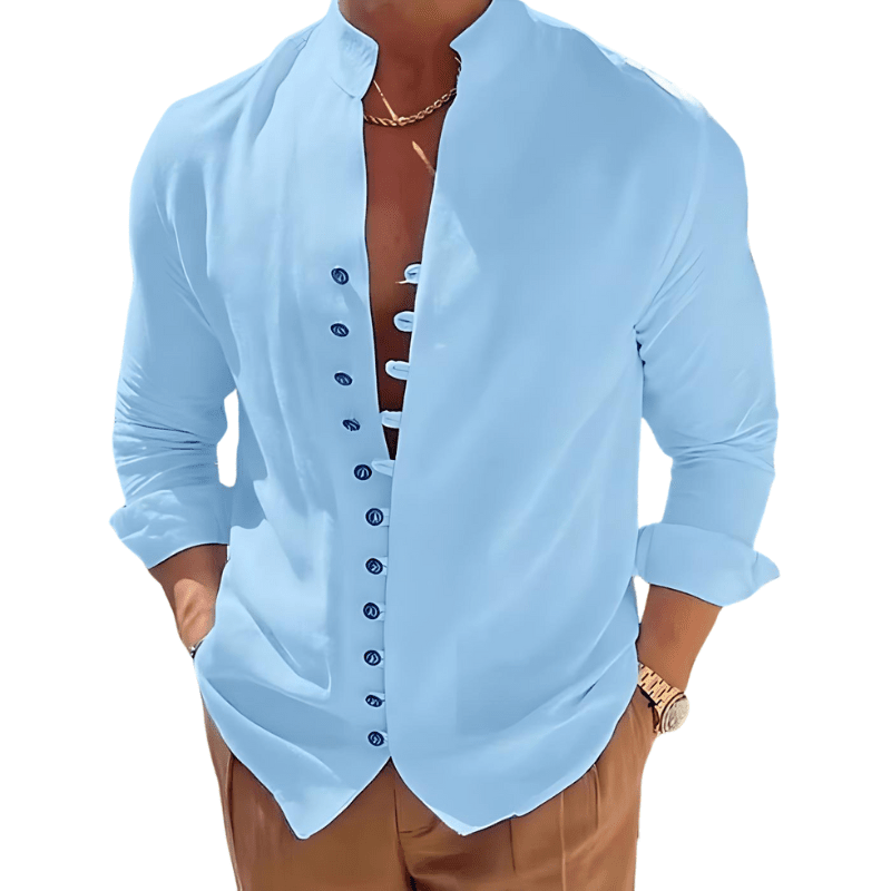 Camisa de Linho Luxury Spring Camisa de Linho Luxury Spring Nous Moda Masculina Azul M 