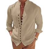 Camisa de Linho Luxury Spring Camisa de Linho Luxury Spring Nous Moda Masculina Cáqui M 
