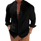 Camisa de Linho Luxury Spring Camisa de Linho Luxury Spring Nous Moda Masculina Preta M 