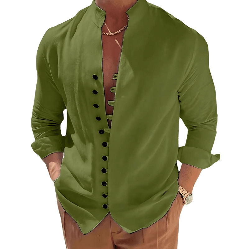 Camisa de Linho Luxury Spring Camisa de Linho Luxury Spring Nous Moda Masculina Verde M 