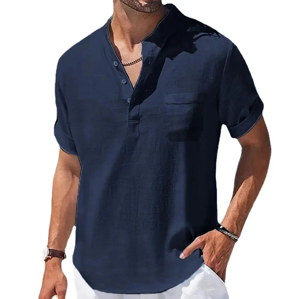 Camisa de Linho Maragogi Camisa de Linho Maragogi Nous Moda Masculina Azul Escuro M 