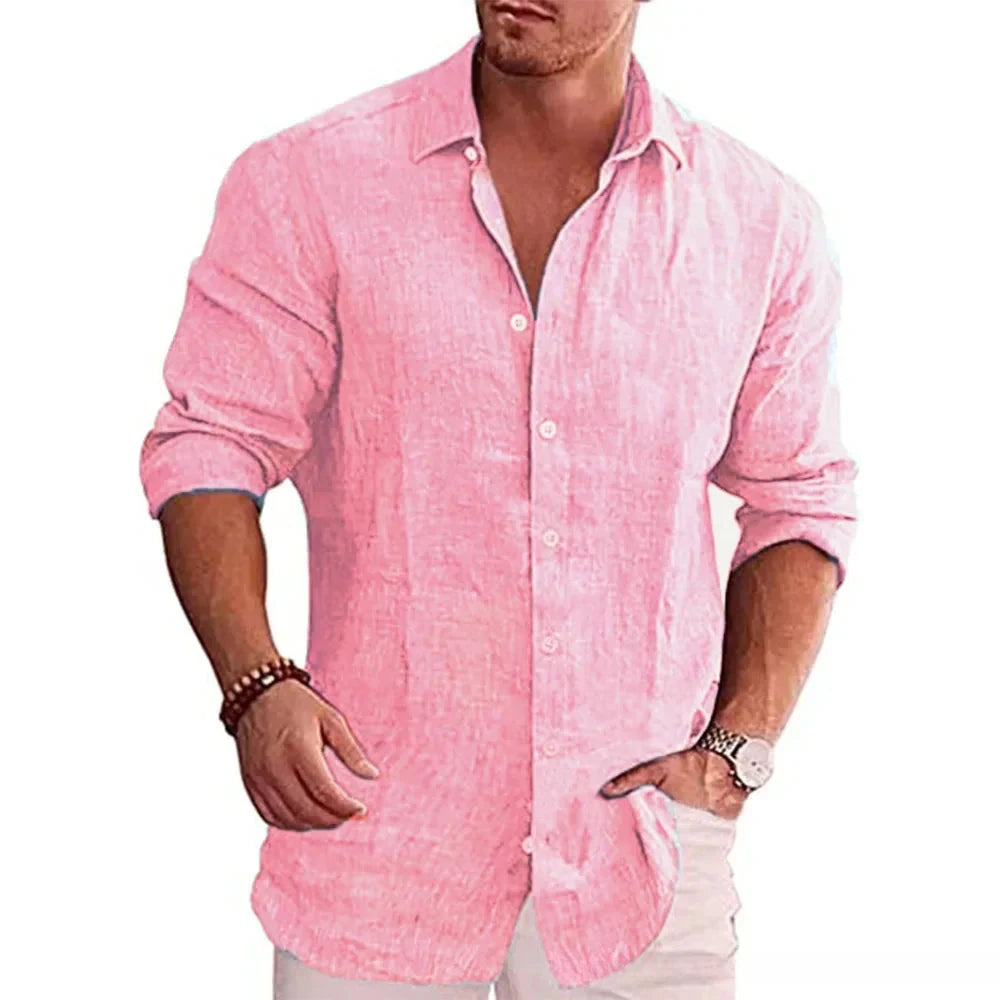 Camisa de Linho Maresias Camisa de Linho Maresias Nous Moda Masculina Rosa P 