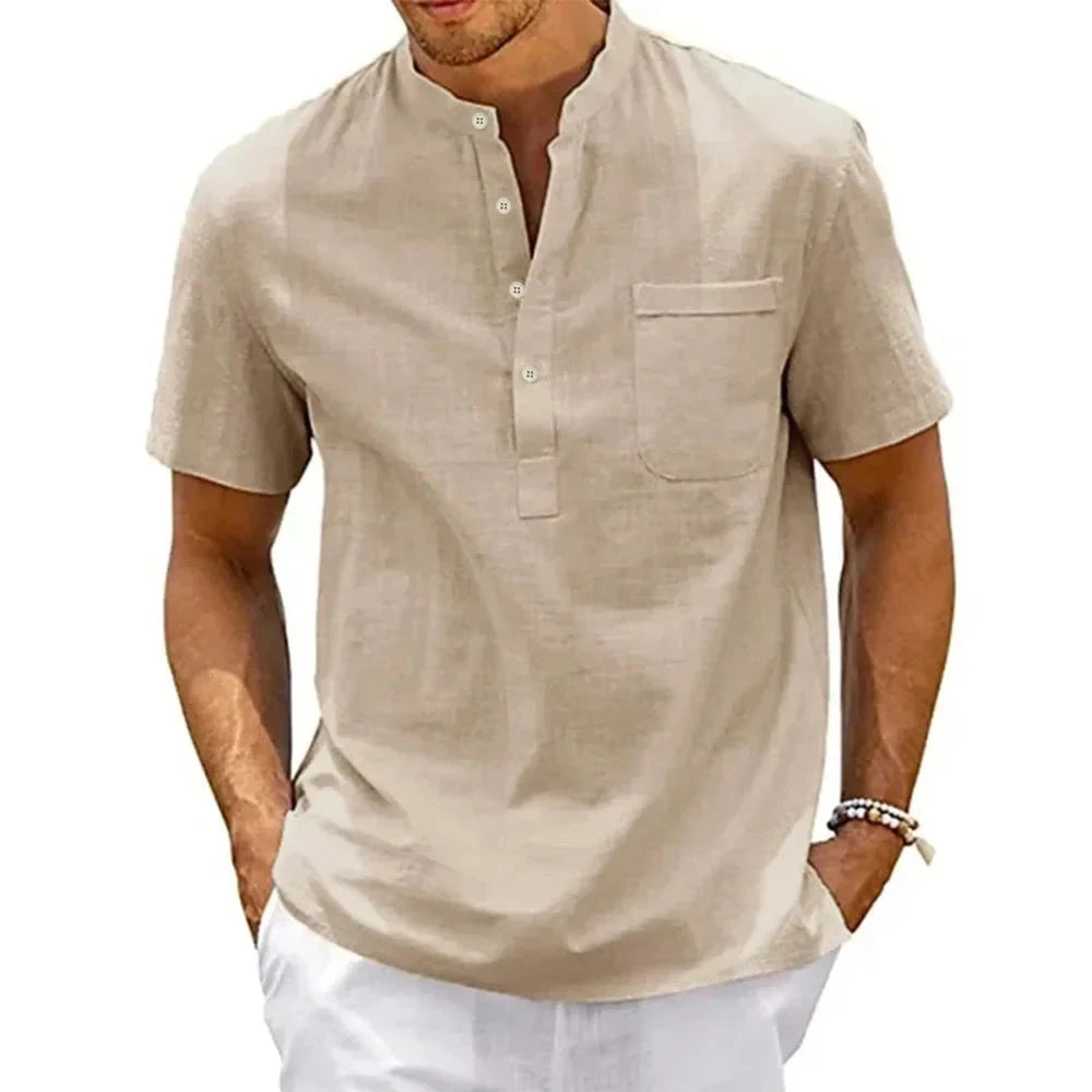 Camisa de Linho Vintage Elegant Camisa de Linho Vintage Elegant Nous Moda Masculina 