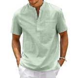 Camisa de Linho Vintage Elegant Camisa de Linho Vintage Elegant Nous Moda Masculina Verde G 