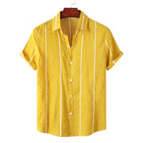 Camisa Listrada Summer Hawaiian Camisa Listrada Summer Hawaiian Nous Moda Masculina Amarela M 