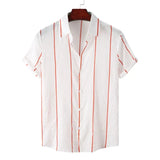 Camisa Listrada Summer Hawaiian Camisa Listrada Summer Hawaiian Nous Moda Masculina Branca M 