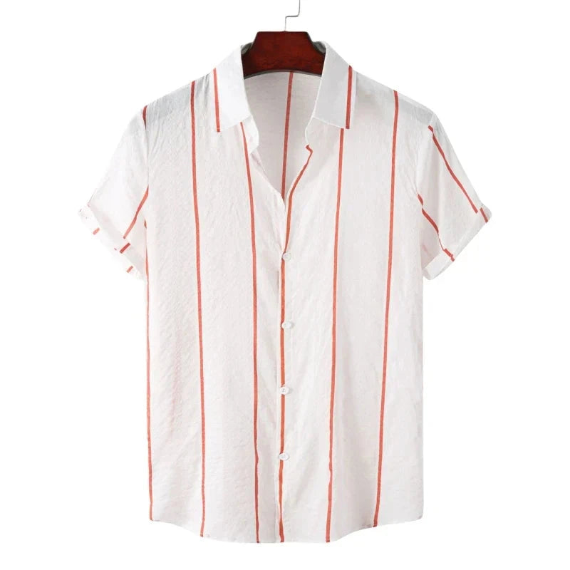 Camisa Listrada Summer Hawaiian Camisa Listrada Summer Hawaiian Nous Moda Masculina Branca M 