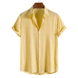 Camisa Manga Curta Básica Polynesia Camisa Manga Curta Básica Polynesia Nous Moda Masculina Amarelo M 