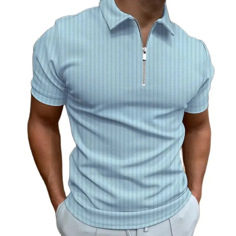 Camisa Polo com Zíper France Camisa Polo com Zíper France Nous Moda Masculina Azul M 