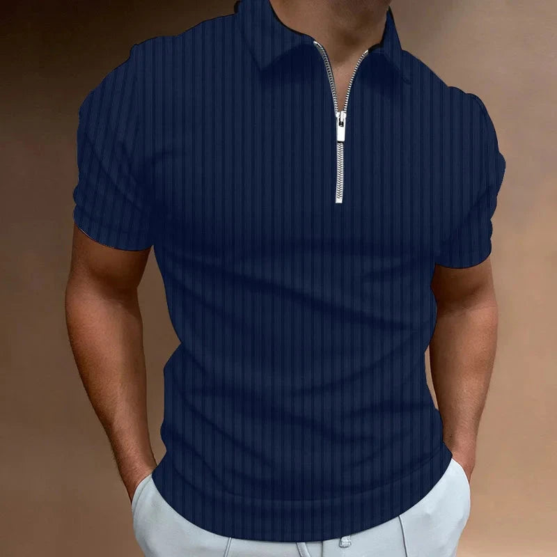 Camisa Polo com Zíper France Camisa Polo com Zíper France Nous Moda Masculina Azul Marinho M 