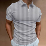 Camisa Polo com Zíper France Camisa Polo com Zíper France Nous Moda Masculina Cinza M 