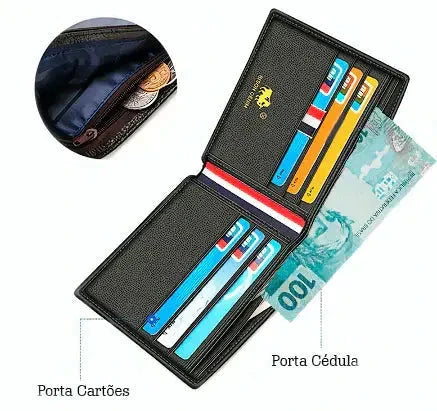 Carteira Masculina de Couro Vision Denim Carteira Masculina de Couro Vision Denim Nous Moda Masculina 