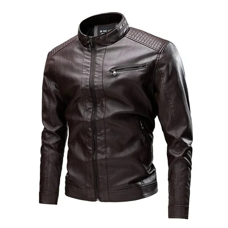Jaqueta de Couro Leese Premium Jaquetas Nous Moda Masculina Marrom P 