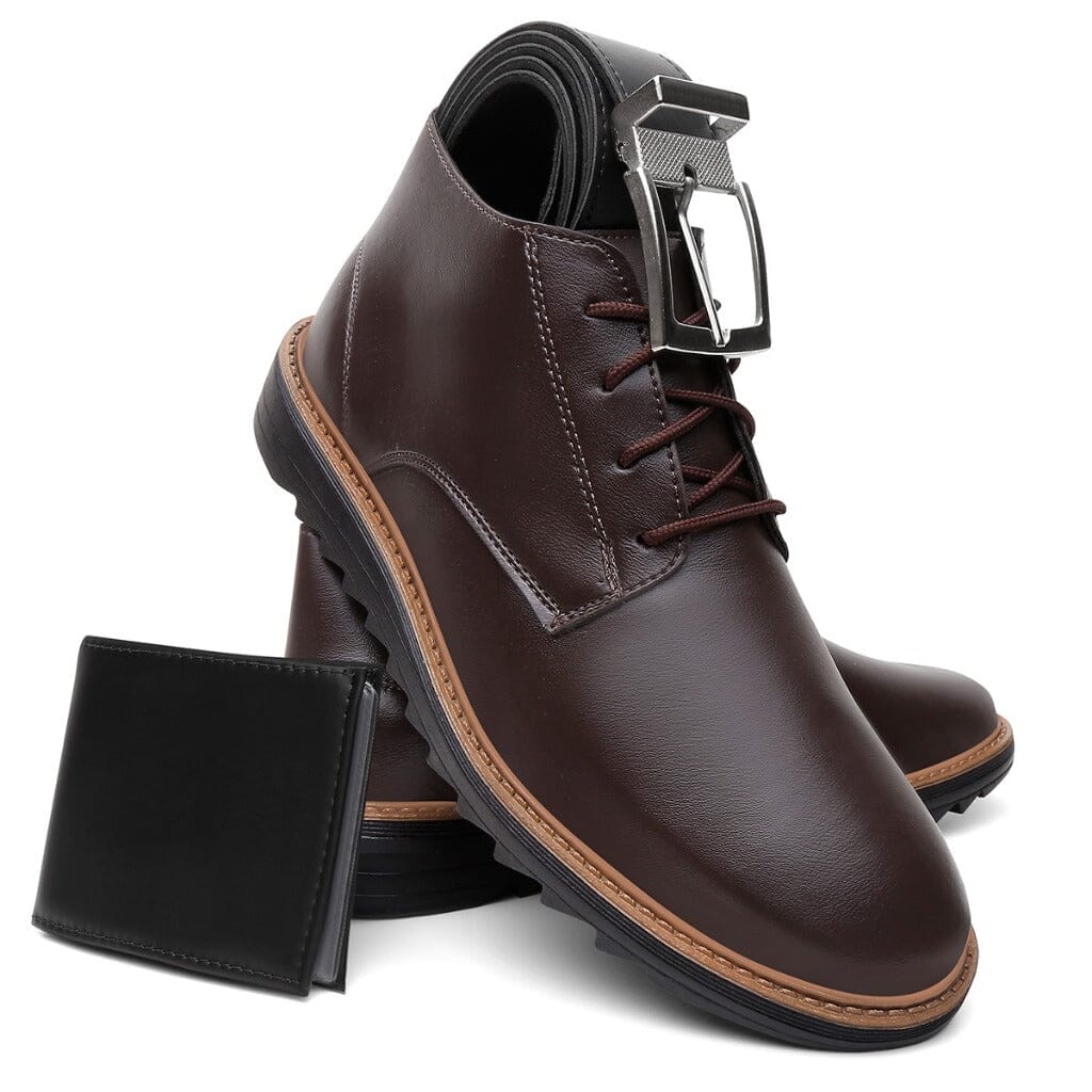 Kit Sapato Social Boat + Cinto + Carteira Marrom Café Confortável Kit Sapato Social Boat + Cinto + Carteira Marrom Café Confortável Nous Moda Masculina Marrom Café 37 