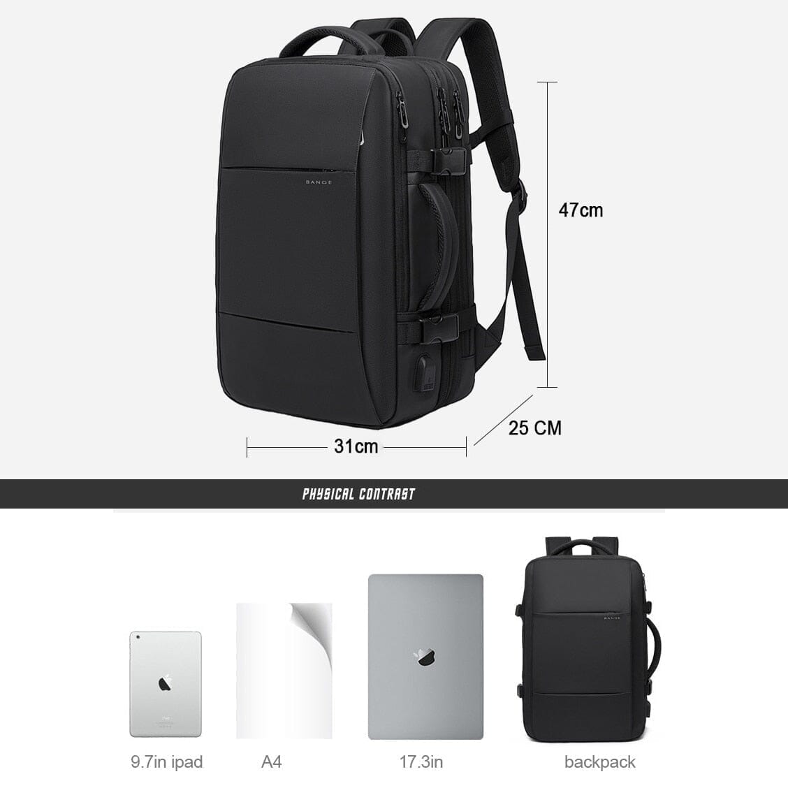 Mochila de Viagem Premiere - Notebook 17`, Expansível, Impermeável e Porta USB Mochila de Viagem Premiere Nous Moda Masculina 