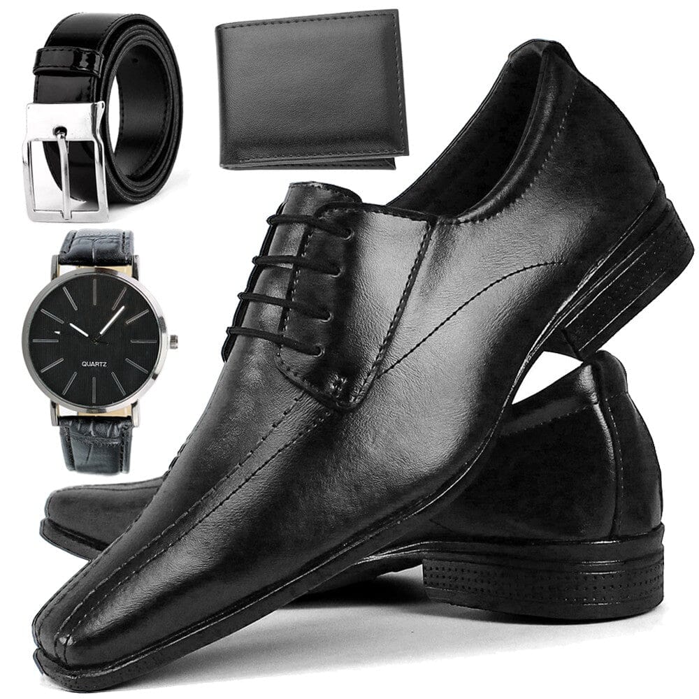 Sapato Social Masculino Boller + Relógio + Cinto + Carteira Sapato Social Masculino Boller + Relógio + Cinto + Carteira Nous Moda Masculina Preto 37 A Pronta Entrega